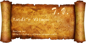 Tatár Vilmos névjegykártya